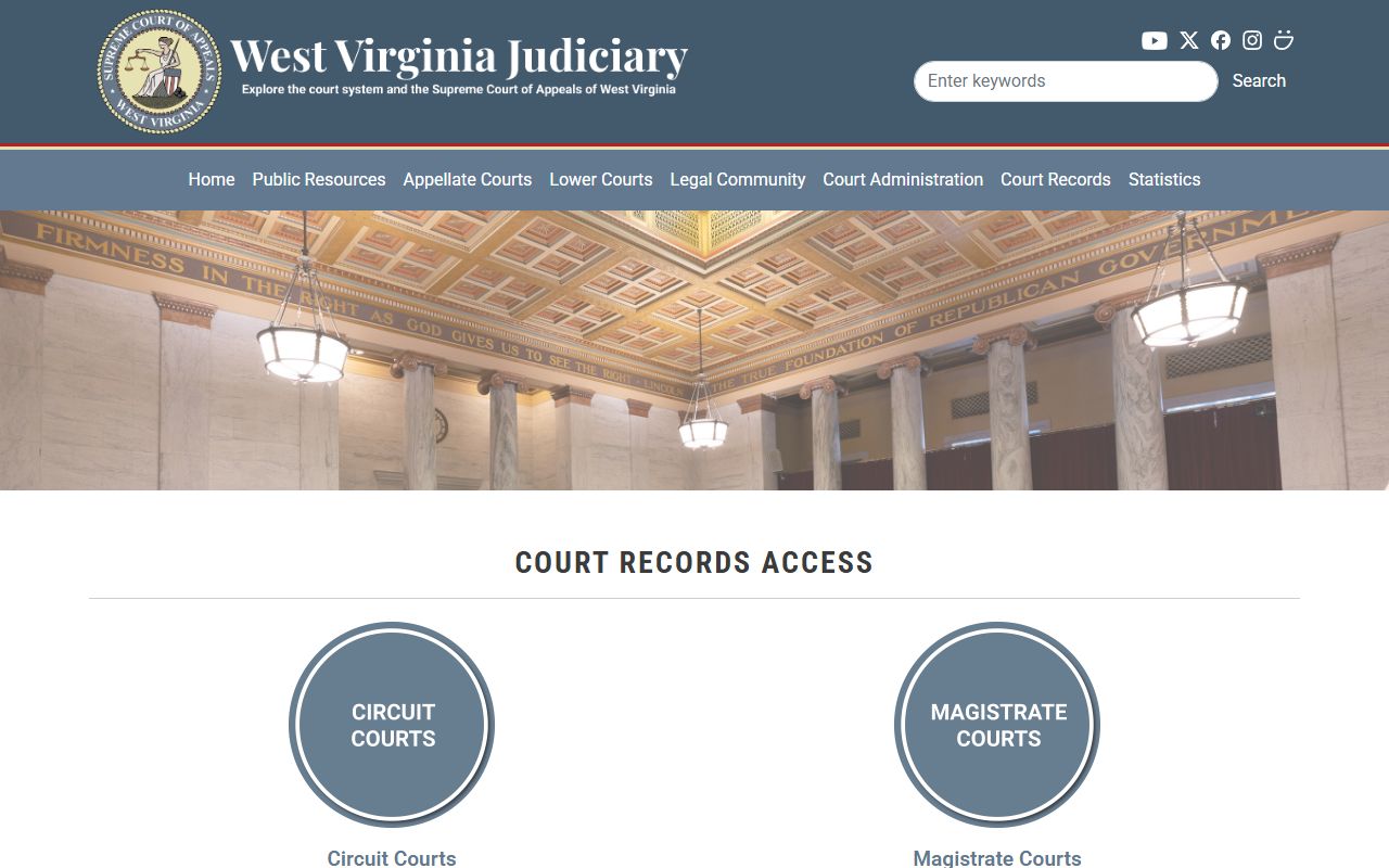 West Virginia court record access page for Grant County court records after arrest
